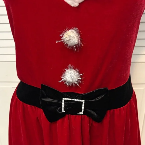 Red Velvet Santa Dress with White Trim - Picture 3 of 6